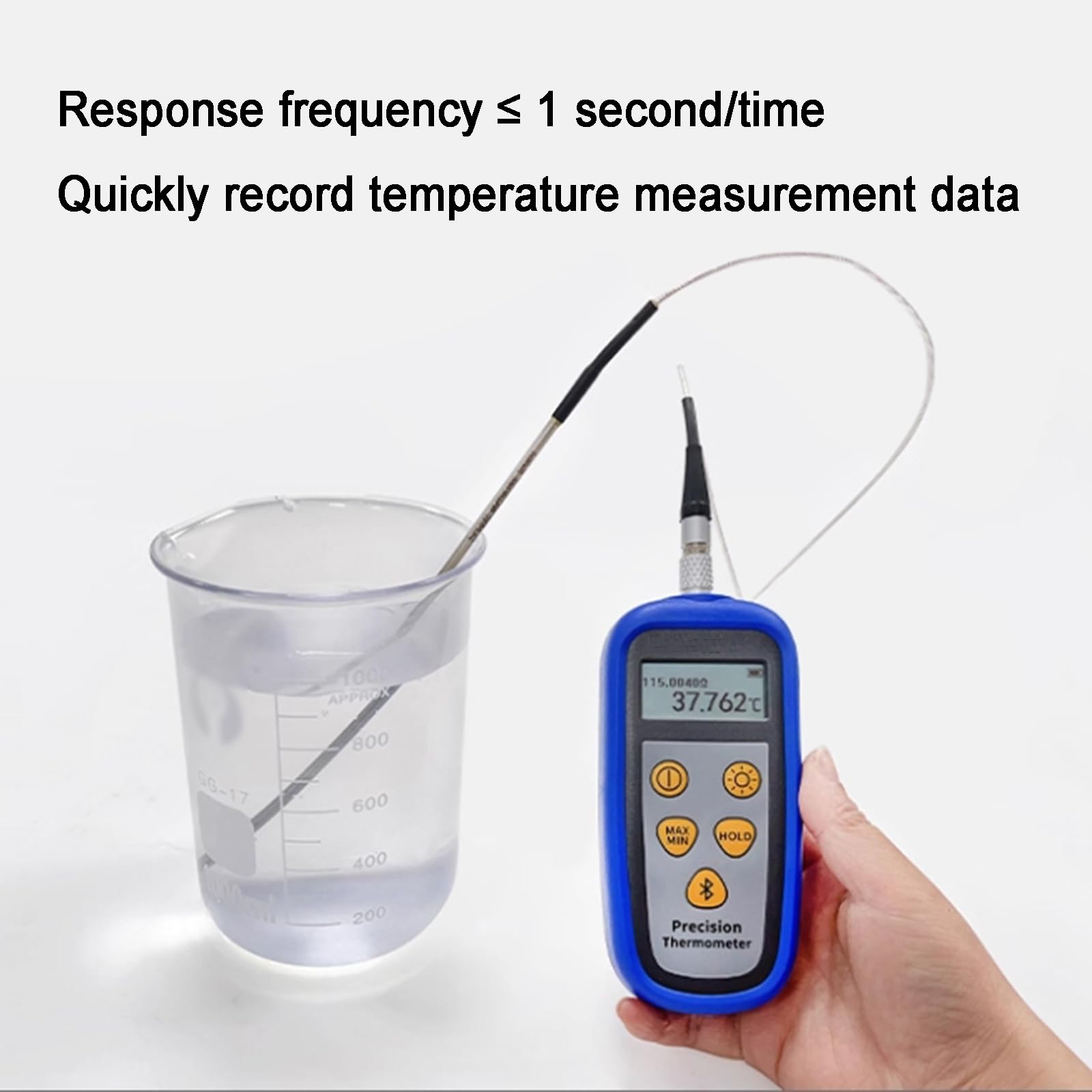 Termometri a Resistenza in Platino con Sonda, Un Canale di Campionamento, Intervallo di Misurazione da -80 a 300 °C, Risoluzione 0,001 °C, con Funzione Valore Massimo/Minimo