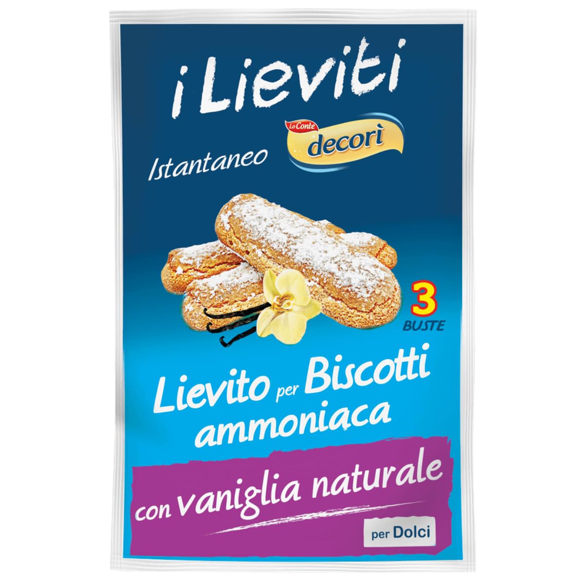 Decorì | Lievito per Biscotti, Lievito Istantaneo Ammoniaca per Biscotti con Estratto Naturale di Vaniglia | Confezione da 24 gr (Pack of 1)