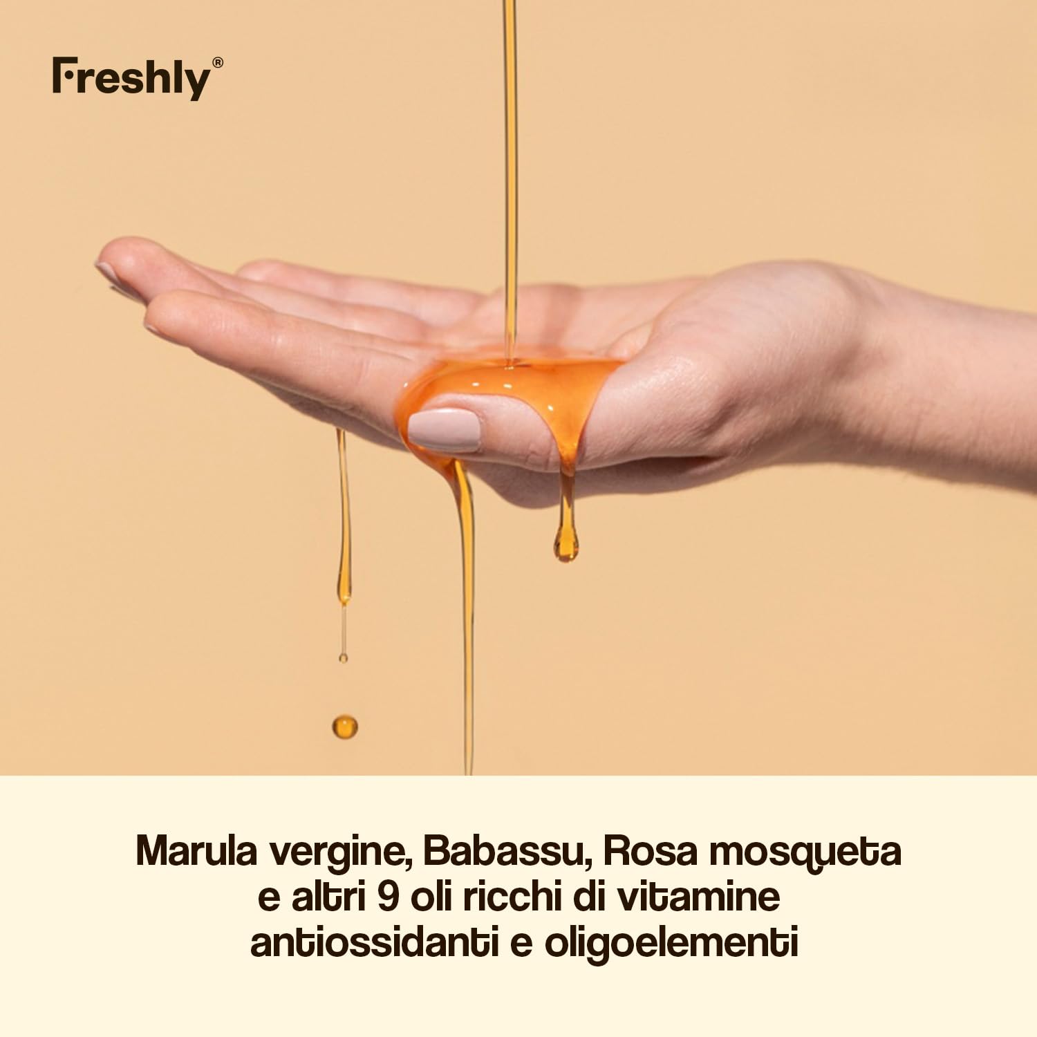 Freshly - Olio Corpo Naturale Golden Radiance - Idratante e Rassodante - Con 12 Oli Vegetali - Ideale per Smagliature e Cicatrici - Adatto in Gravidanza - 100 ml