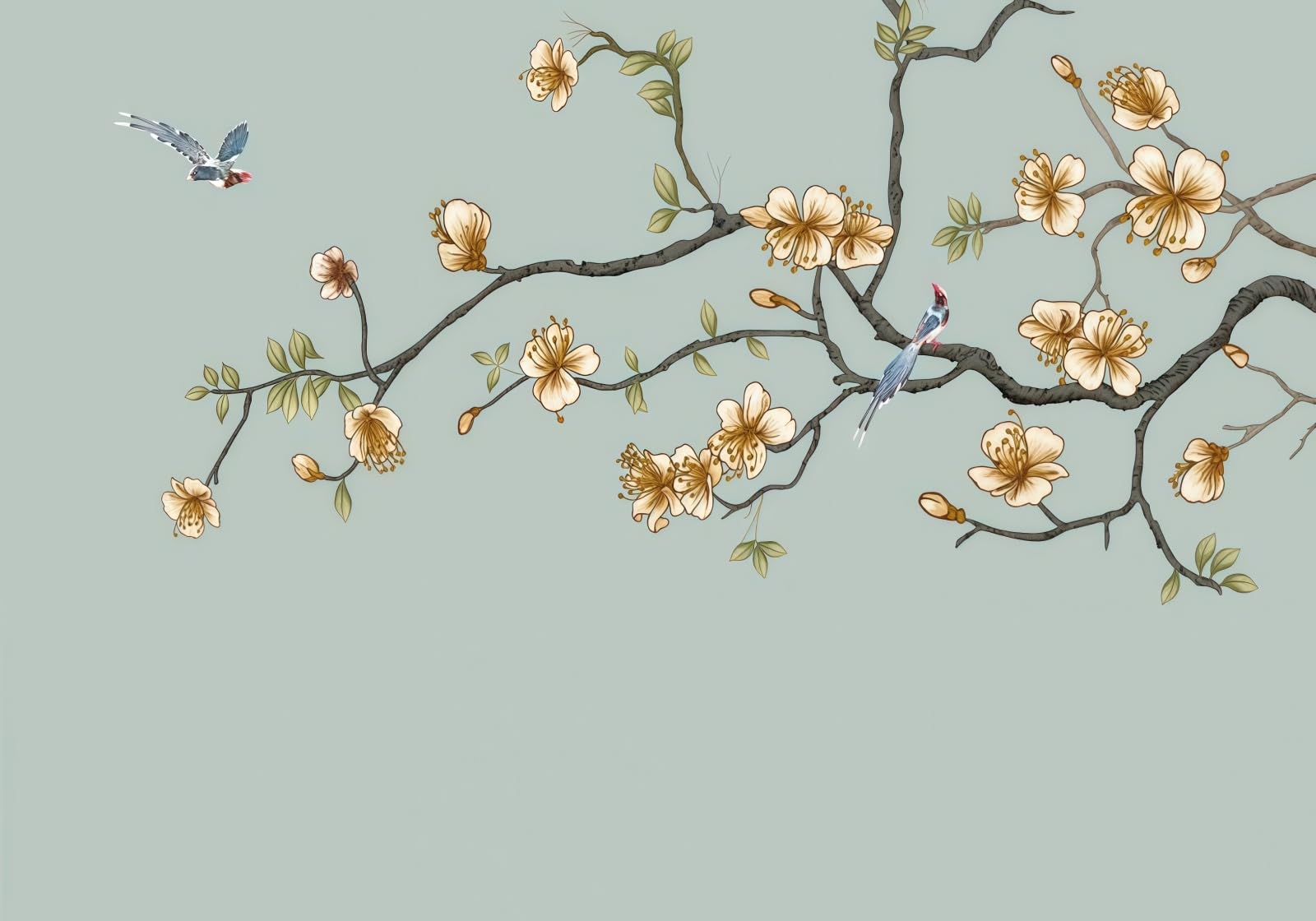 gdkldfg Plants, Flowers, Birds, Zen, Nature,Non-Woven Poster,Wall Mural for Living Room Bedroom Feature Wall Decoration 400x280cm