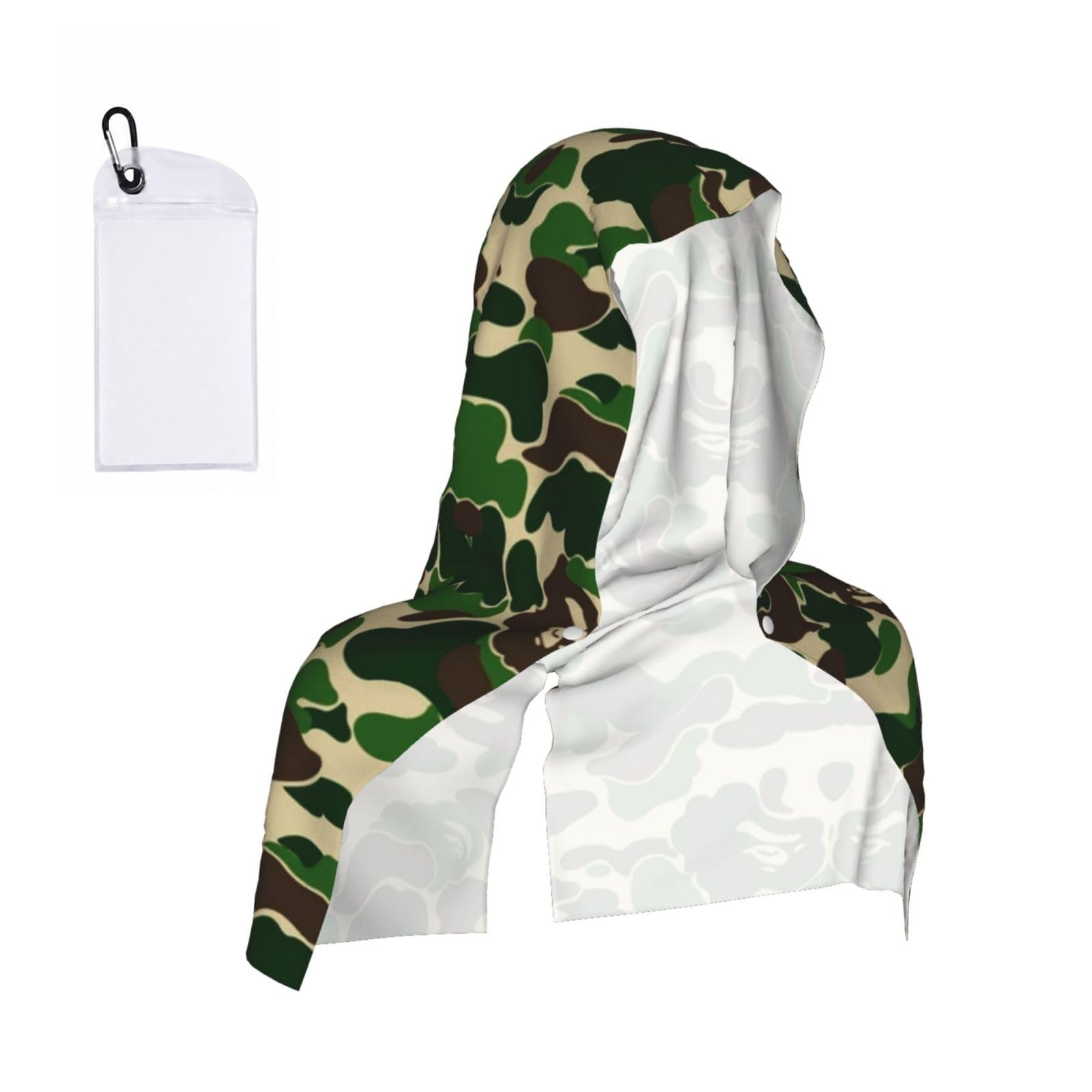 EZDLOWVBA Aniaml Camouflage Green Print 2 Pack Cooling Hoodie Towels,Sports Headscarf, Neck Wrap Scarf,Breathable Cooling Towel For Neck And Face, Travel, Swimming, Training
