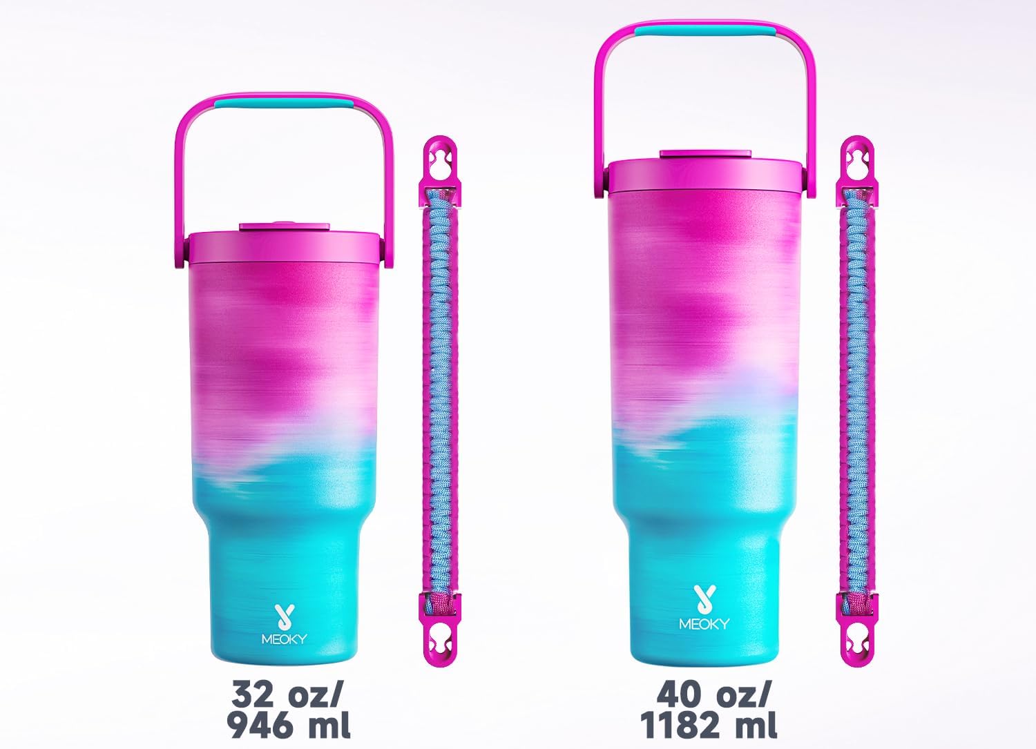 Meoky 32 oz Tumbler with Handle, Tumbler with Lid and Straw, Stainless Steel Travel Mug, 100% Leak Proof, Keeps Cold for 24 Hours, Fits in Car Cup Holder (Marshmallow) - Image 9