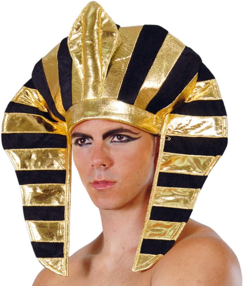 JCHPRODUCTS Egyptian Pharoah Black & Gold Headdress Hat Fabric Fancy Dress Accessory
