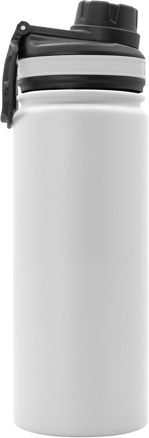 Tempercraft 18 oz Vacuum Insulated Sport Bottle | Custom Laser Engraved Options | Stainless Steel, Double-Walled, Wide Mouth