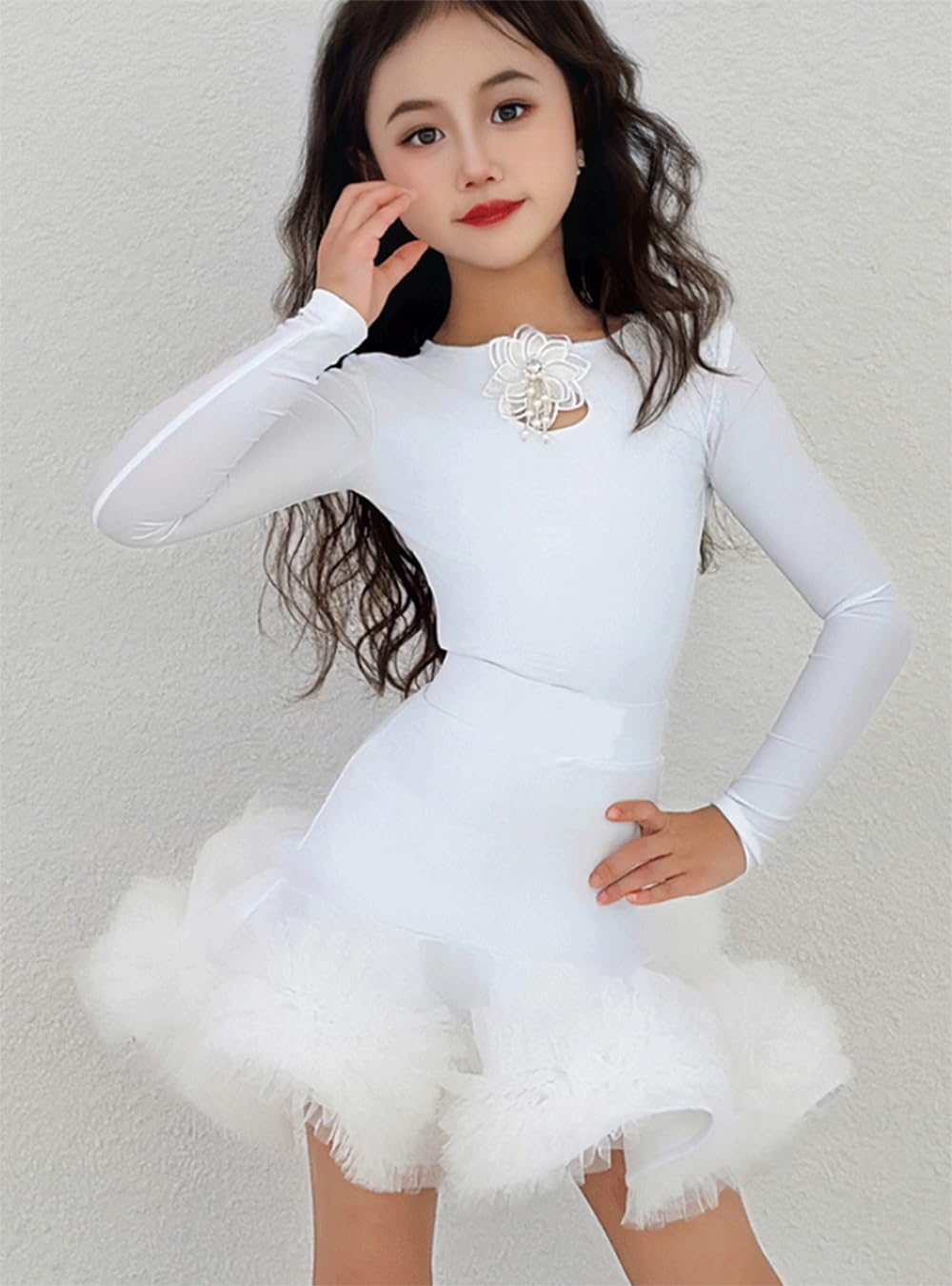 Abiti in Nylon per Ragazze Abiti di Scena di Danza di Prom Competizione Serata Ripetizione Set 2 Pezzi Abbigliamento Allenamento Quotidiano