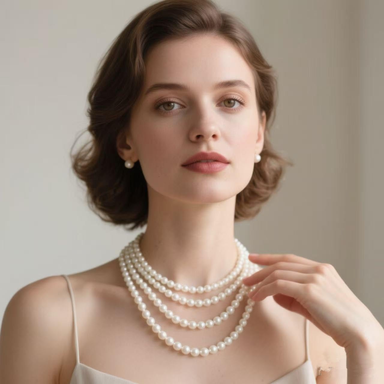 Retro Vintage Pearls Necklace - Long Layered Imitation Pearls Strand Costume Jewelry for Women & Girls