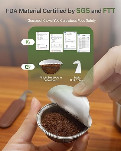 Miniatura 5 de Grasseed Abridor de tapas reutilizables para cápsulas Nespresso VertuoLine con 100 sellos de papel de aluminio para limpiar y rellenar cápsulas