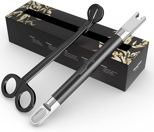 Encendedor de velas, encendedor eléctrico de plasma con recortador de mecha de vela, encendedor recargable por USB con pantalla de batería,