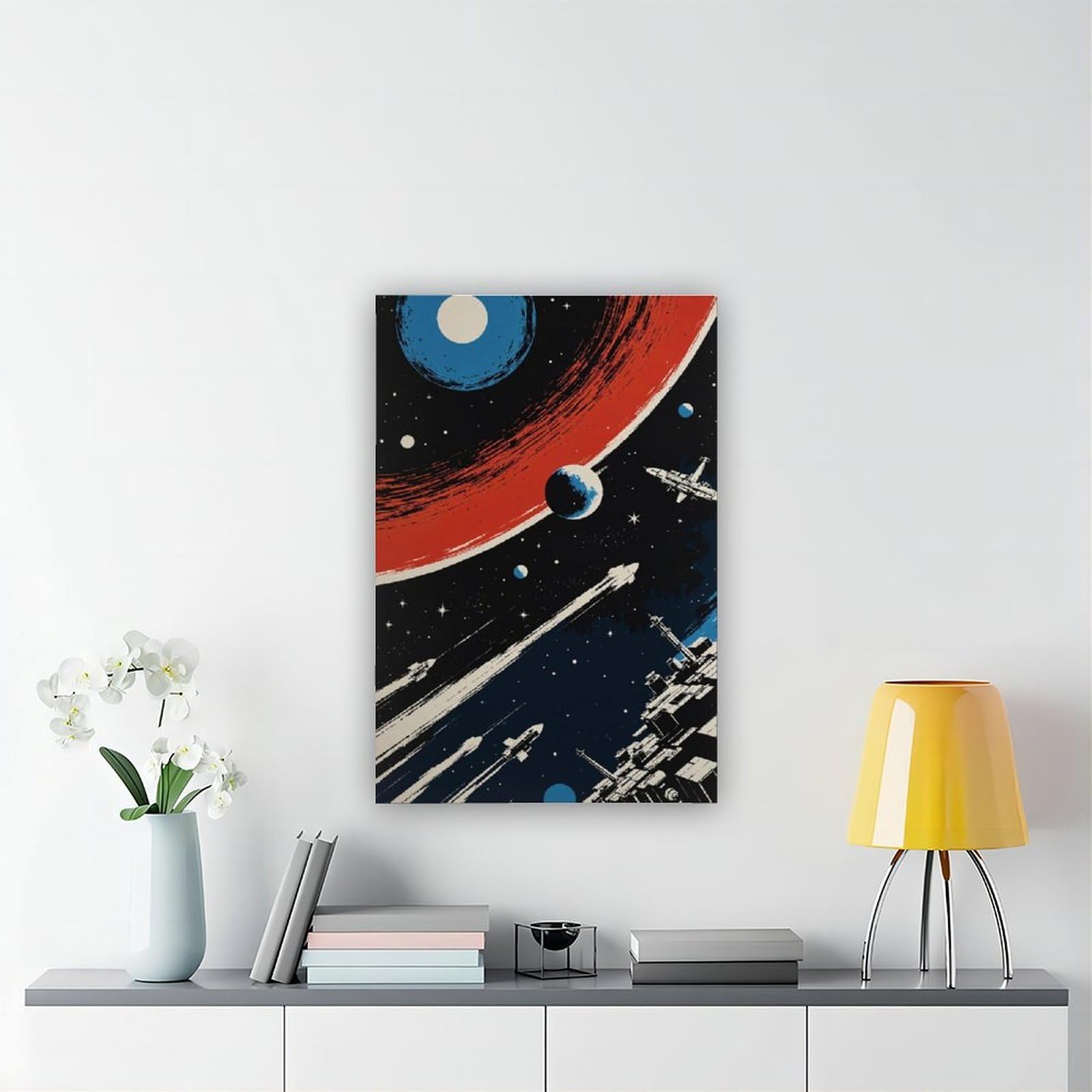 Poster su tela, stile retrò, avventura spaziale, fantascienza, decorazione per camera da letto, ufficio, stanza, regalo, 60 x 90 cm
