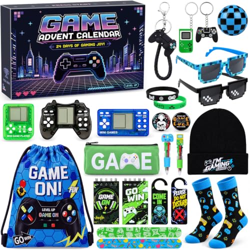 MOVINPE Video Game Advent Calendar 2026, 24 Days Christmas Countdown Calendar with Video Game Themed Party Favors, Gaming Surprise Holiday Gifts Box for Gamers Boys Teens Kids
