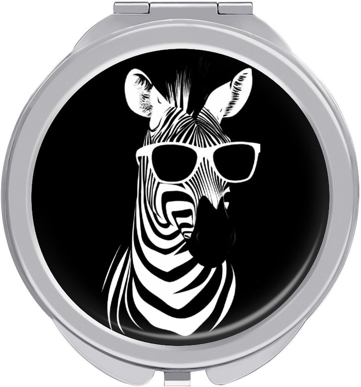 Cool Zebra Compact Makeup Mirror Mini Foldable Cosmetic Mirror Portable Travel Mirror for Purse Pocket