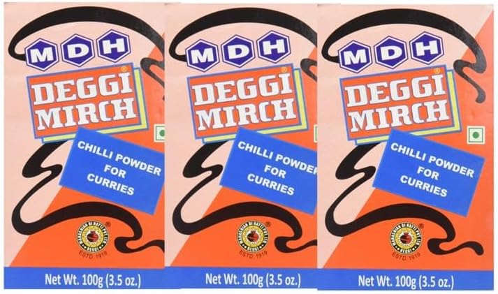 Deggi Mirch 100g (Pack of 3)- Enhances the flavours of the meal - A must-have Indian Spice Red Chilli Powder in the kitchen – Spices Mix Curry Masala Recipe Casserole Seasoning Herbs