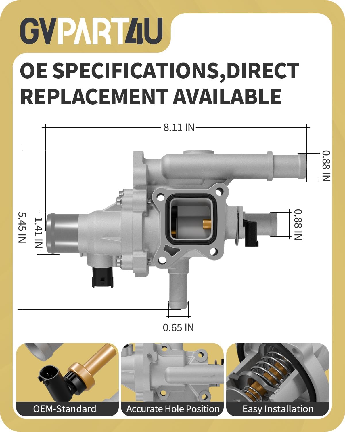 Upgraded Aluminum Engine Coolant Thermostat Housing Assembly with Gasket & Sensor -Fit for Chevrolet Cruze 2011-2016, Sonic 2012-2018, Trax 2013-2020, 1.6L &1.8L, Replace 25199824 25192228