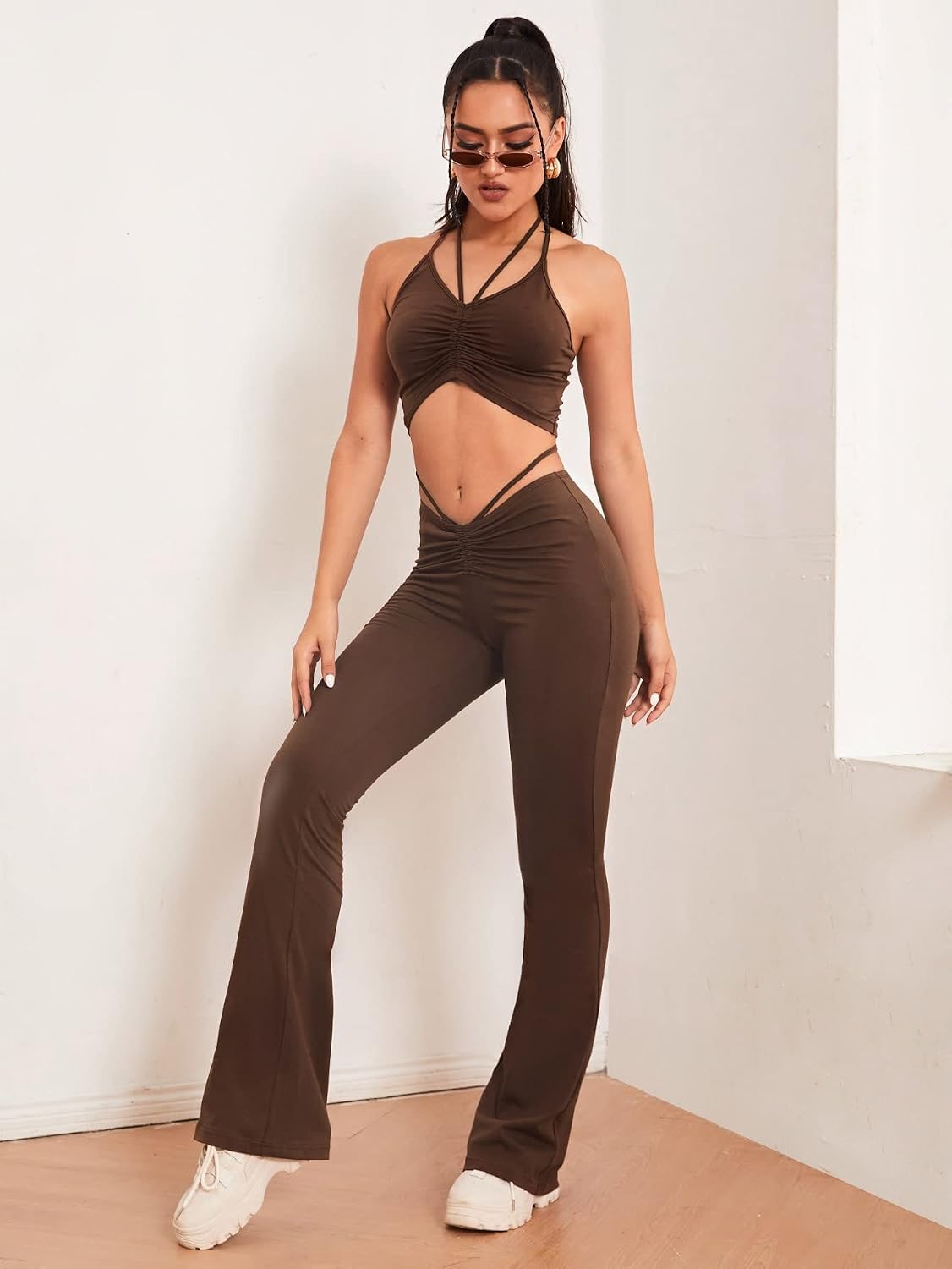 Tie Back Halter Top and Pants Set