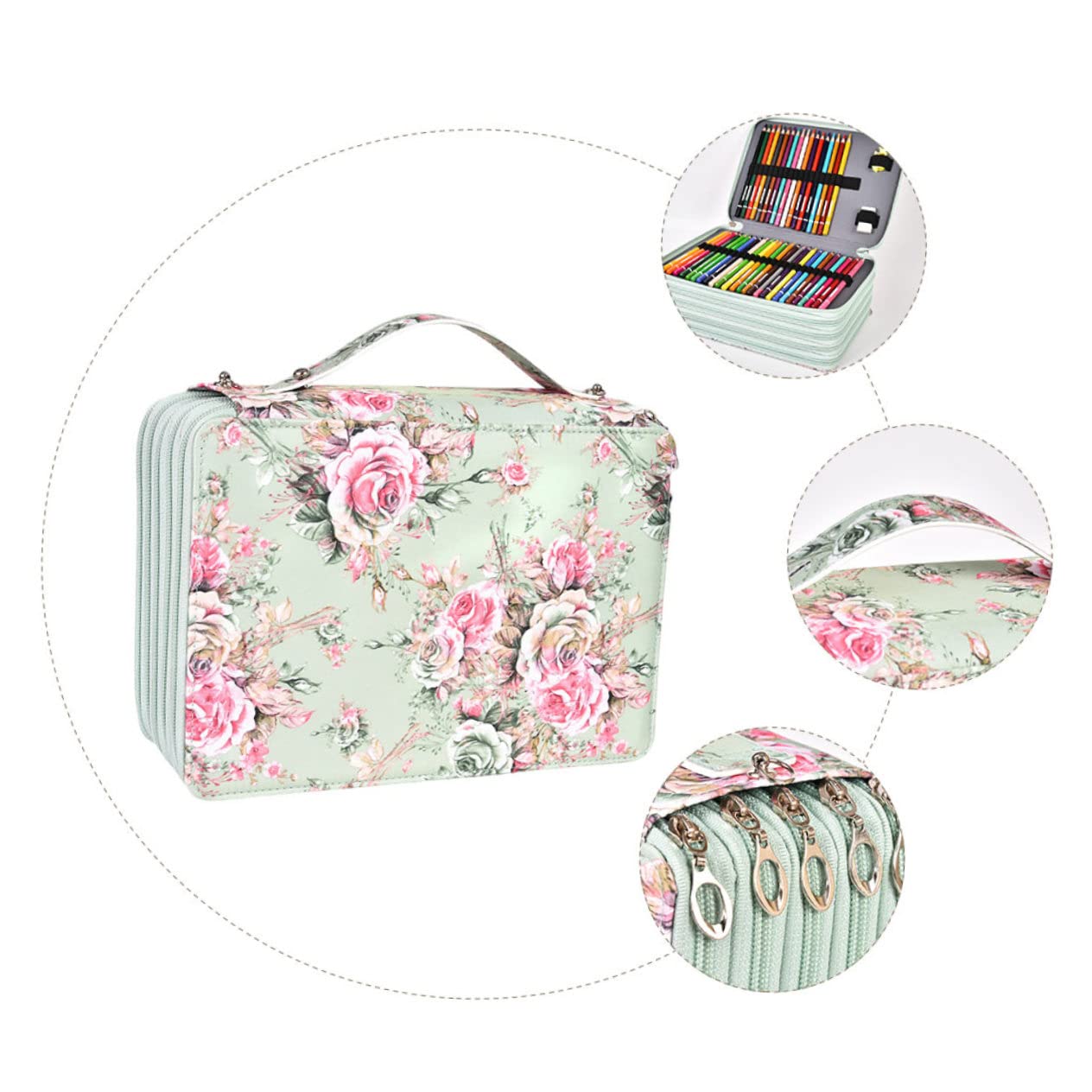 Gadpiparty Borsa Organizer per Cancelleria 252 Fori Astuccio Manico e Cordoncino Elastico per Scuola e Ufficio
