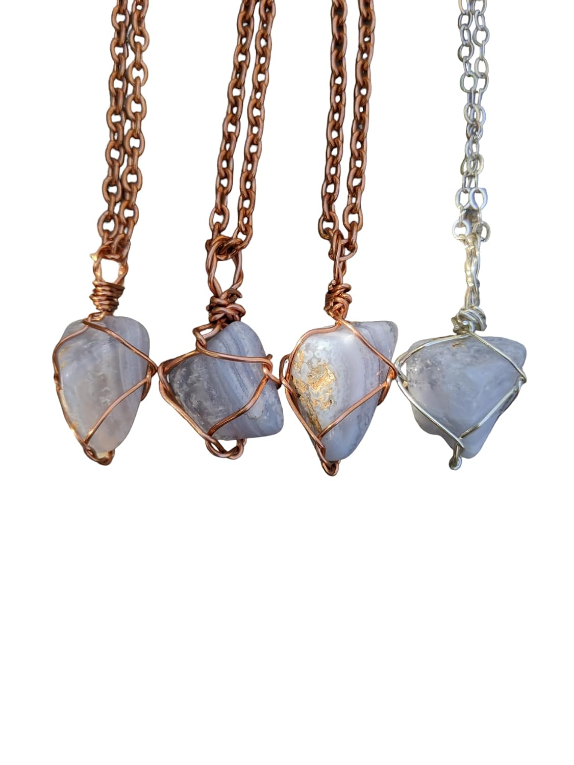 Blue lace agate pendant, chalcedony pendant, natural blue lace agate crystal necklace