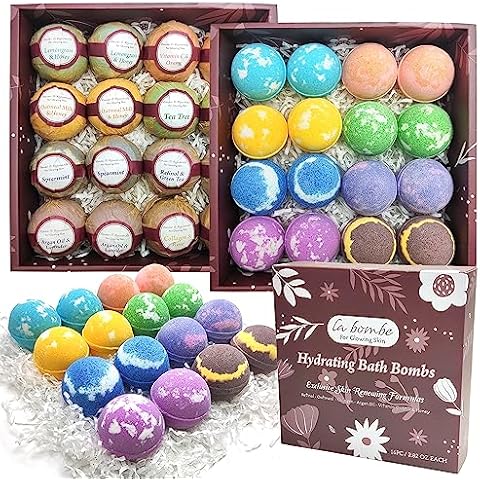 Natural Bath Bombs for Sensitive Skin! Skin Booster Bath Bomb Set for Women & Girls! Retinol Moisturizing Bath Bombs Gift Set for Teen Girls & Ladies. Best Skin Loving Bath Bombs - Organic Ingredients Cover