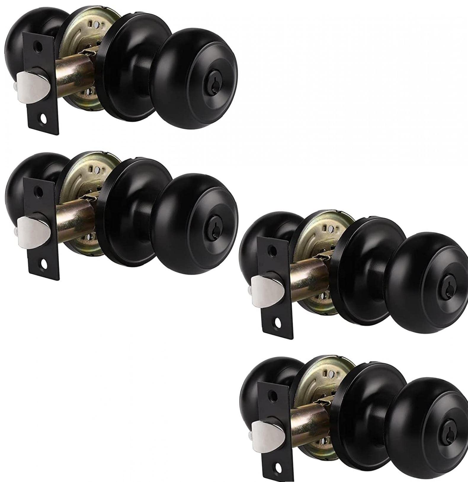 Buy Naisde Black Door Knobs with Keys, Keyed Entrance Door Lock Sets, 4