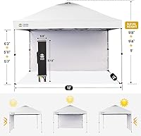 Vista 3 de CROWN SHADES 12x12 Pop Up Canopy Tent Instant Commercial with 150D Silver Coated Fabric Including 1 Removable Sidewall, 4 Ropes, 8 Stakes