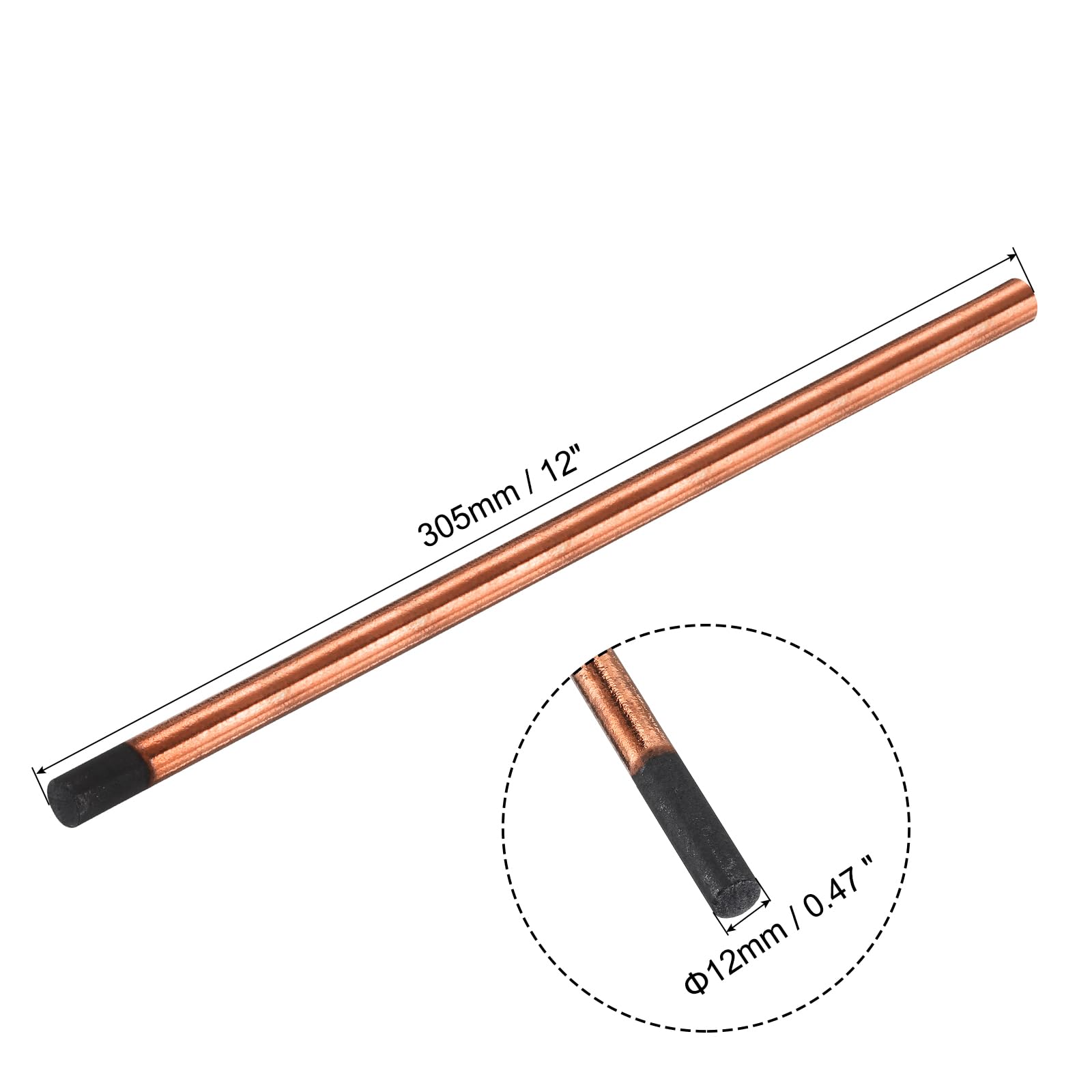 PATIKIL 10pcs 12mmx305mm(0.47"x12") Carbon Arc Air Gouging Rods Copper Graphite Coated Gouging Electrode Rods for Welding - Image 2
