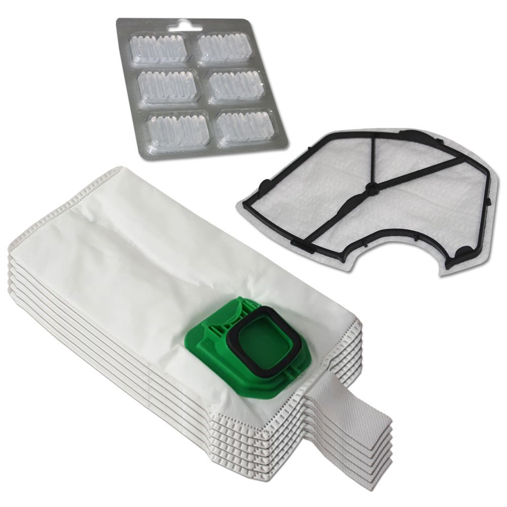 Mohmus 6 Microfiber Vacuum Cleaner Dust Bags + 6 Air Fresheners + Motor Filter For Vorwerk Kobold Vk 140, 150, Vk140, Vk150