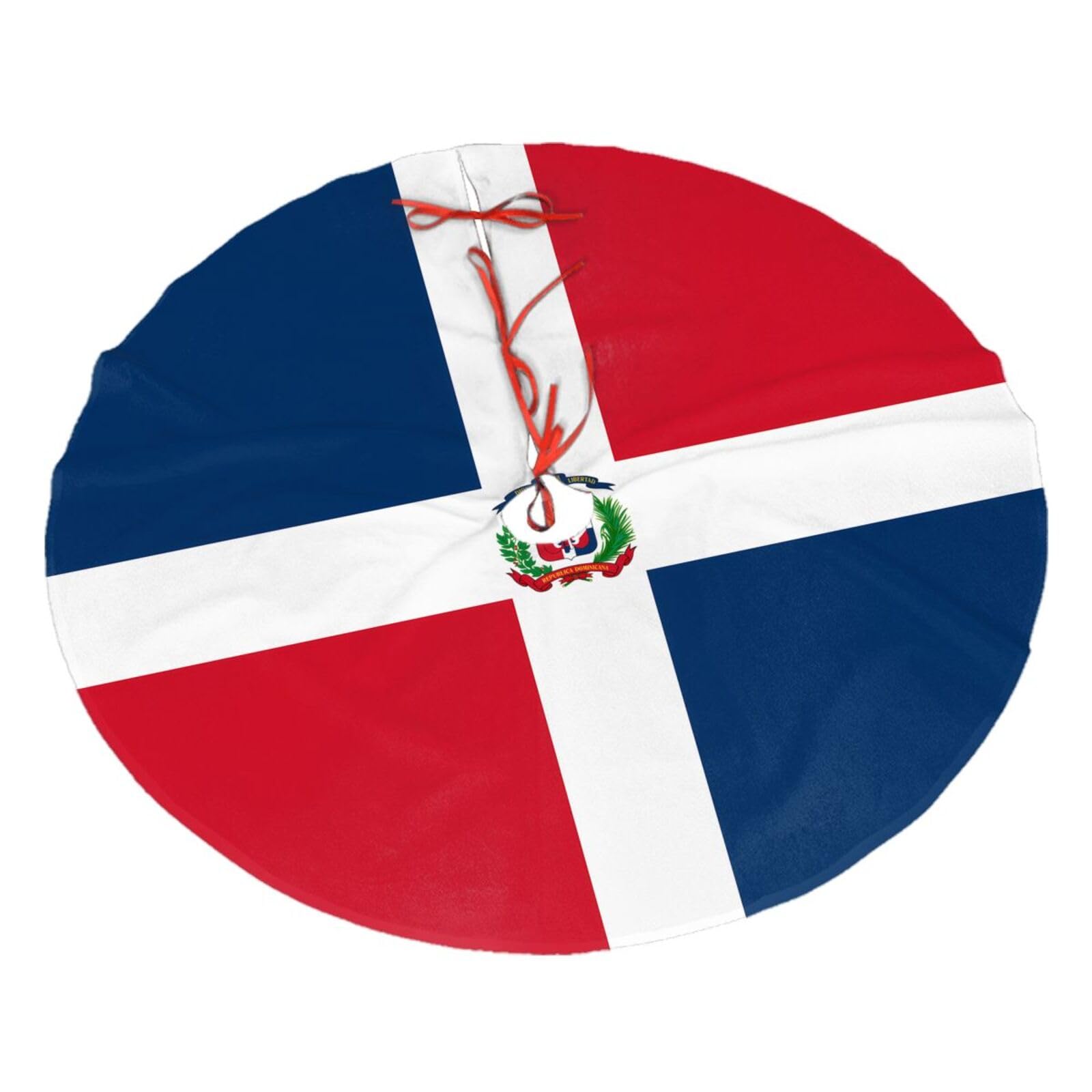 Dominican Republic Printed Christmas Tree Skirt Christmas Plush Tree Skirt 36 inches (about91 cm) ChristmasIndoor and Outdoor