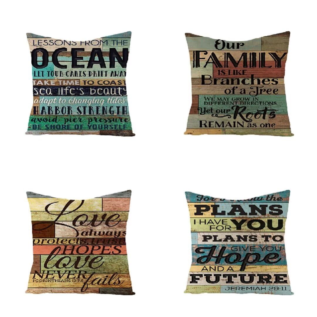 Funda de Almohada 50x50 cm Océano Fundas Cojines Sofa Juego de 4 Funda Cojin Super Suave Almohada Cojin, Verano Funda Cojines Cama con Cremallera Oculta Cojines Grandes para Sala de Estar Sofá R587