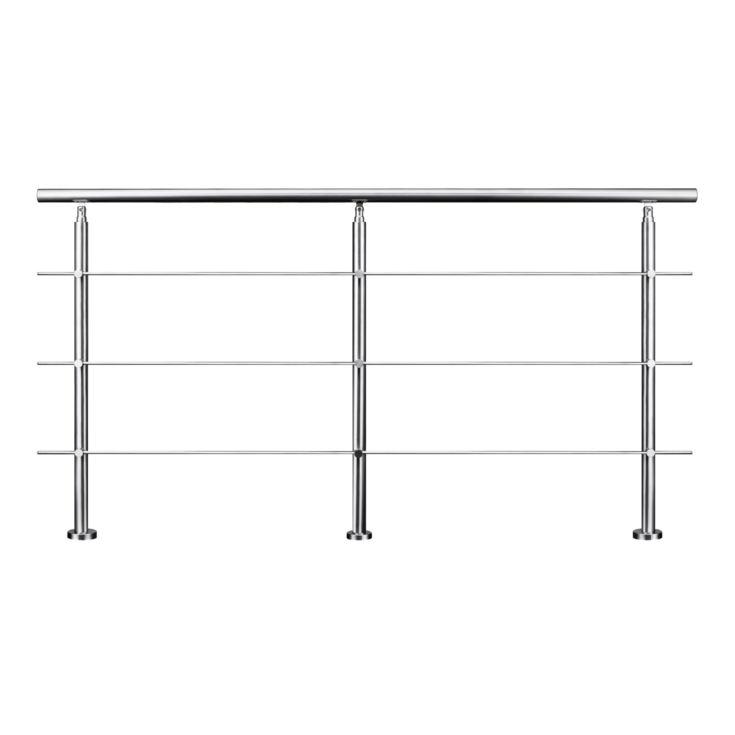 AICA Barandilla de escalera de acero inoxidable - pasamanos de escalera para interior y exterior escaleras, parapeto, balcón (200 cm 3 barras transversales ）