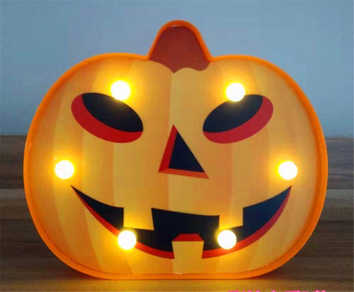 Ulalaza Pum B Halloween Led Night Lights Battery Operated Jack-O-Lantern Pumpkin Bat Spider Skull For Children Halloween House Party Decoration