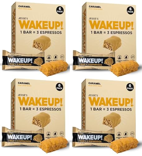 Caffeinated Caramel Bars Jesse's WakeUP! 350mg 4 Boxes (24 Bars)