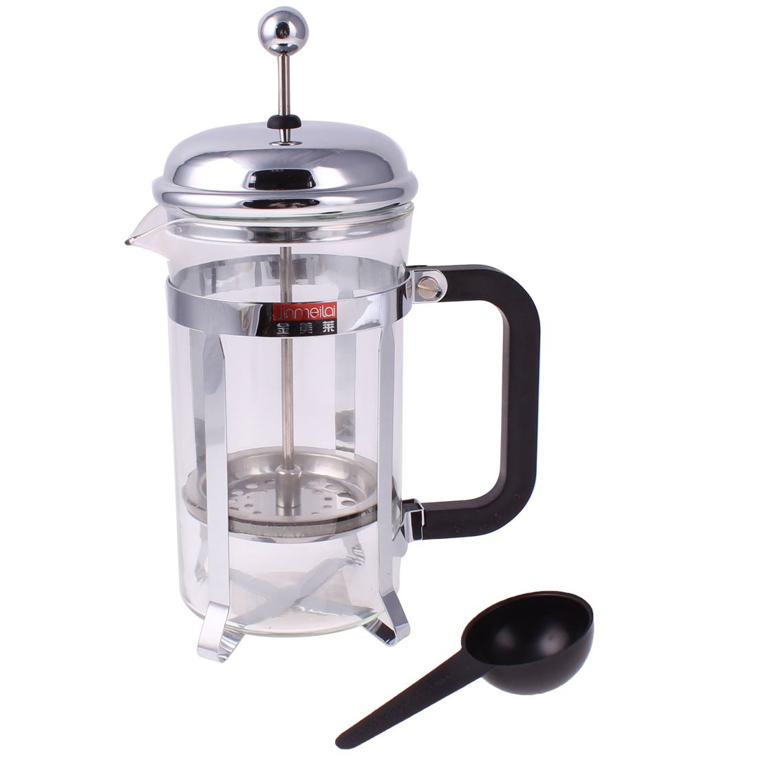 Ruilogod Glass Coffee Tè Maker PLUNGER French Press Pot 600ml argento tono