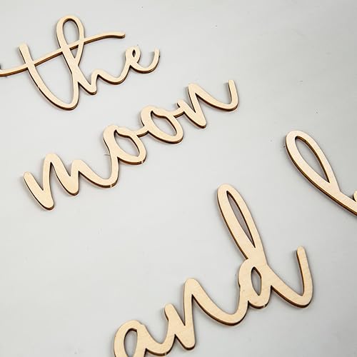 Miniatura 3 de Lintran Decoración de pared 3D de madera con cita de To the Moon and Back con luna y estrellas, decoración de pared única para guardería, habitación