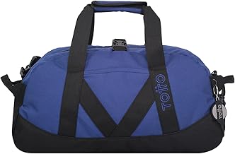 TOTTO - Bolsa de Deporte, Modelo Bungee, Dimensiones: 47 x 25 x 19, Capacidad 22 litros, Asa de Mano y Correa Ajustable para Hombro, Argollas para Candado en Cremallera Principal, Color Azul