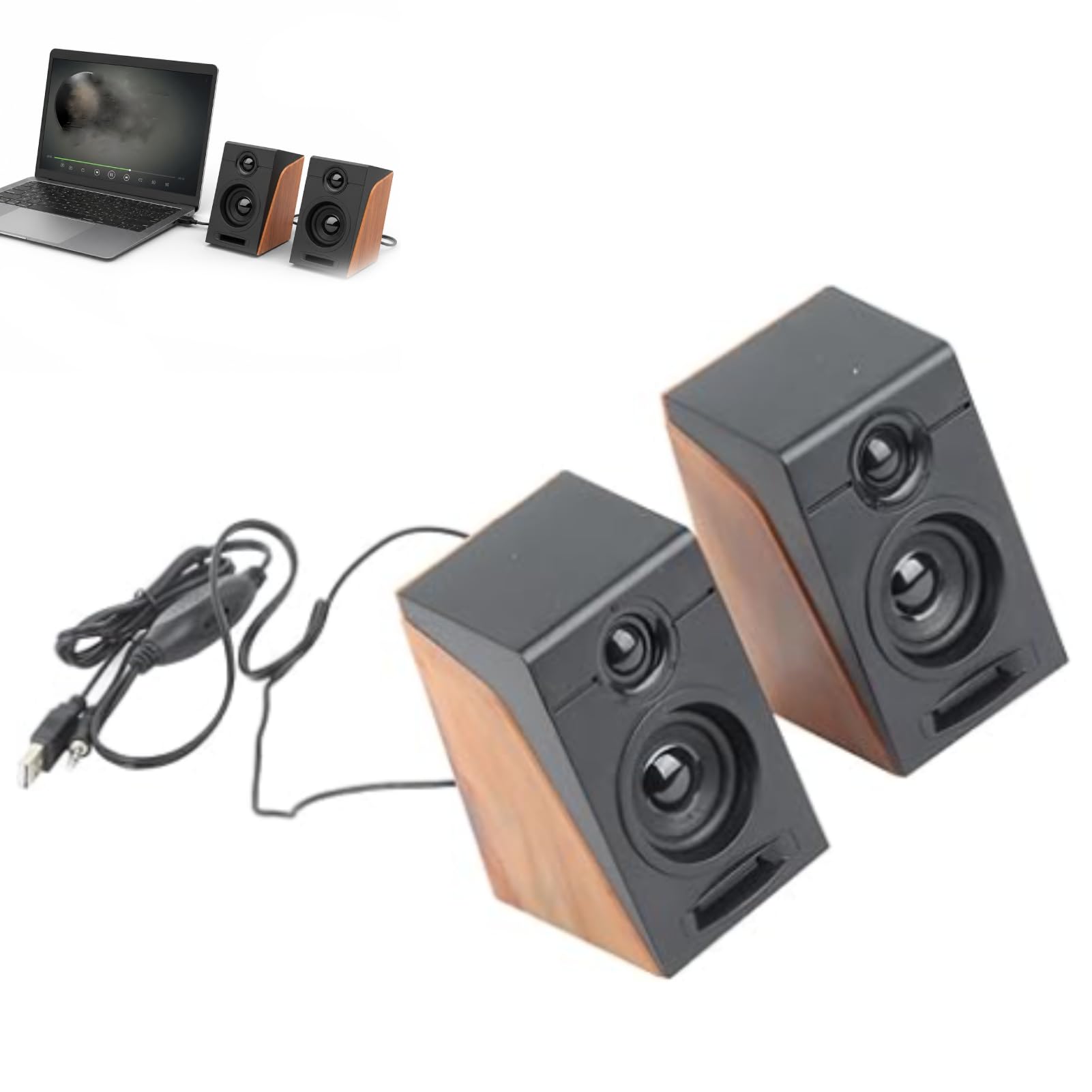 Emoshayoga Wired Laptop Speakers, PC Speakers Plug and Play Low Distortion Clear Sound Quality Fast Deep Bass HiFi for Laptops for TVs-image-20