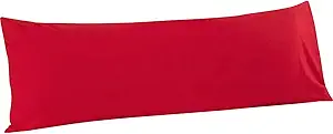 FLXXIE Body Pillow Cover - Super Soft Microfiber 20x54 Body Pillow Case - Envelope Closure, Wrinkle, Stain Resistant Red Body Pillow Cover, 20x54, Red