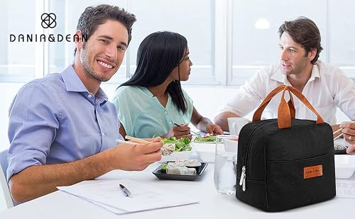 Dania & Dean Insulated Lunch Bag, Durable Freezable Lunch Box For Women/Men Double Zippers Wide Open Tote Bag Leakproof Thermal And Cooler Reusable Lunch Tote Bag For Office/Outdoor(Black) #TOP4