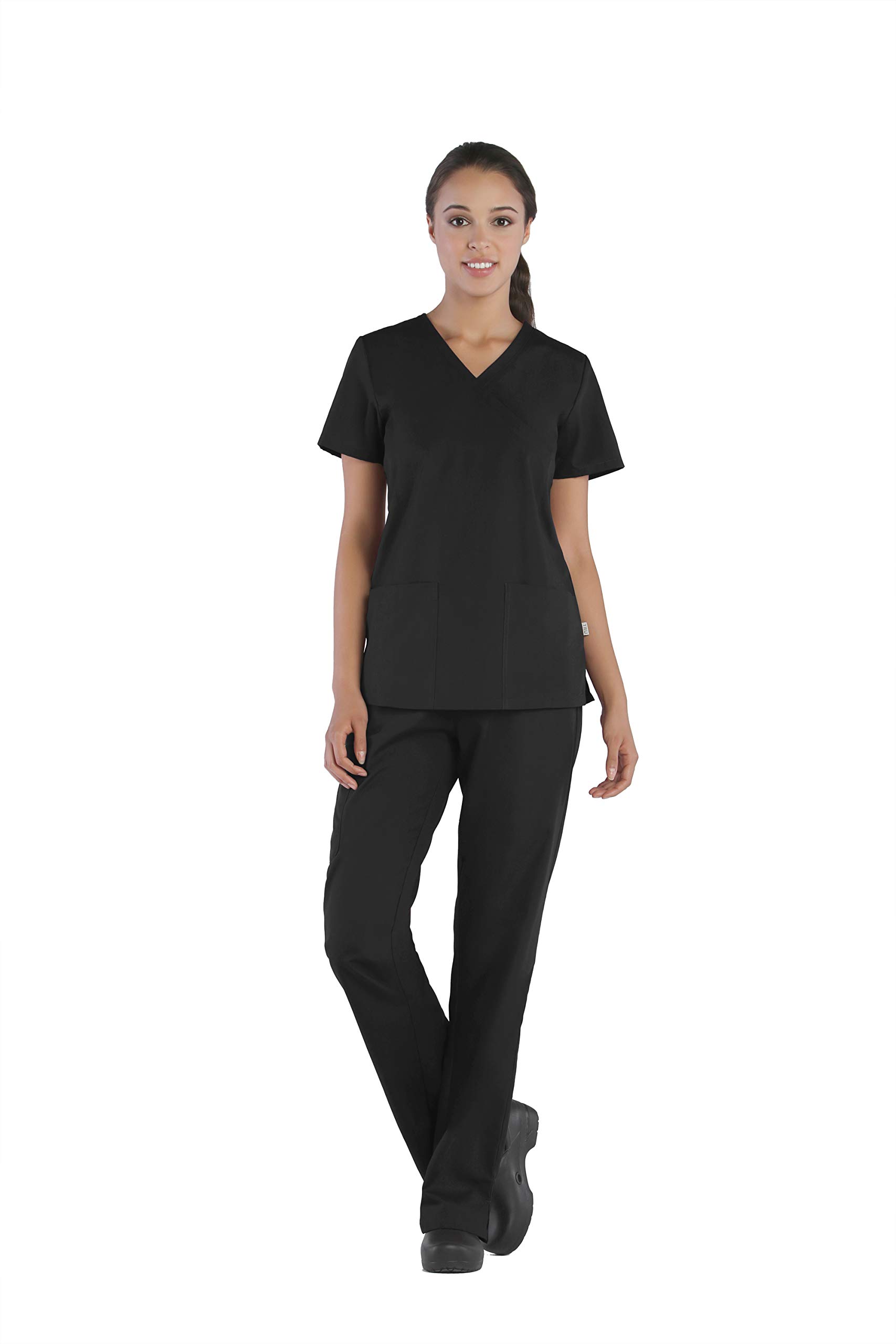 Tru Basic Womens Mock Wrap 2-Pocket Top 10103 & Full Elastic Multi Pocket Cargo Pant 90103 Scrub Set
