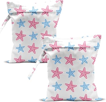 Swimsuit Bag Wet Bags for Travel Reusable Waterproof Dry Bags Diaper Bag White Starfish Wet Bag for Swimsuit Towels Beach Gym 10.212.6 Inches