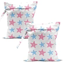 Swimsuit Bag Wet Bags for Travel Reusable Waterproof Dry Bags Diaper Bag White Starfish Wet Bag for Swimsuit Towels Beach Gym 10.212.6 Inches