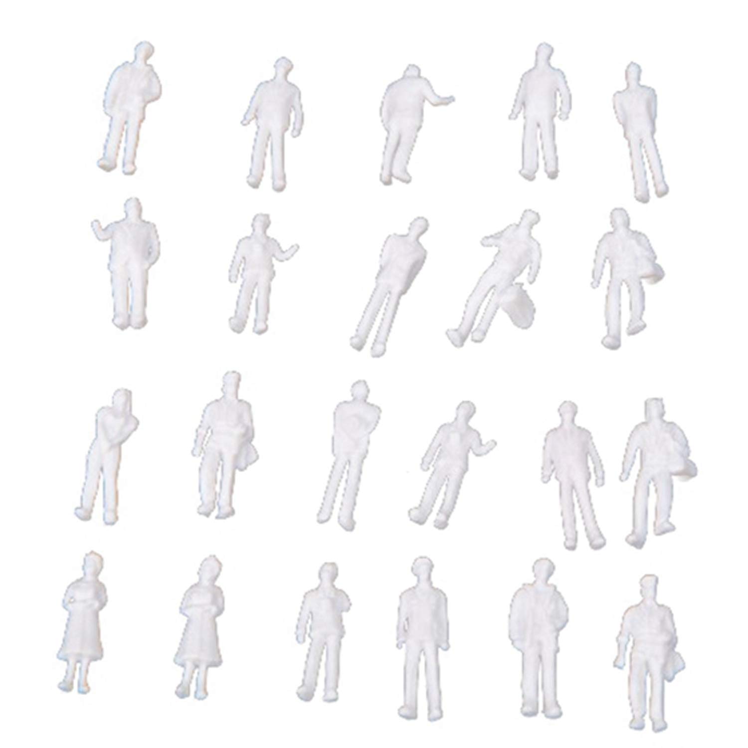 200 pezzi Modello Persone: 100Pcs Scala 1:200 & 100Pcs Scala 1:100 Modello Persone Non Verniciato Treno Figure