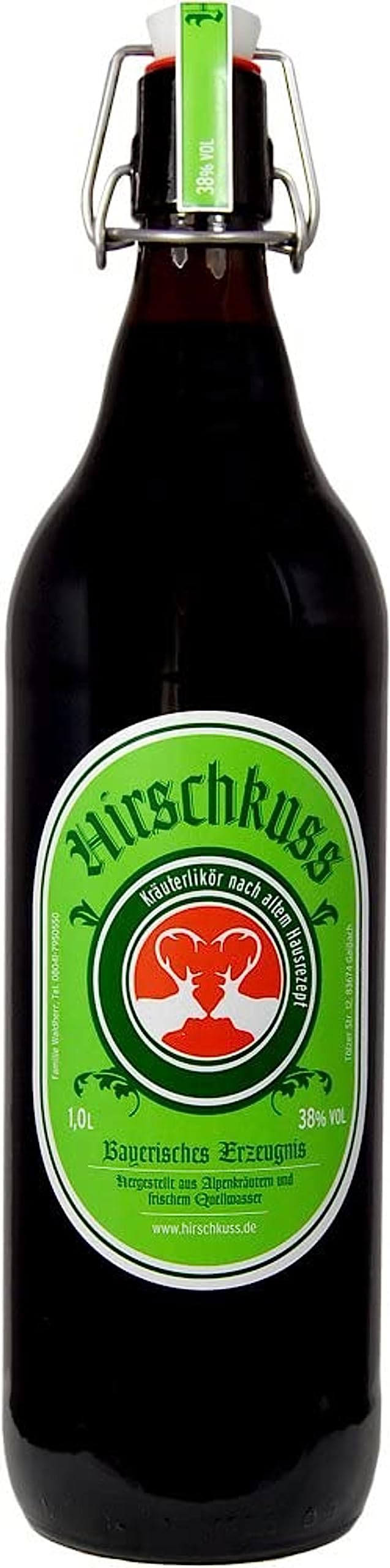 Hirschkuss 38% 1,0l Schnackelverschlussflasche