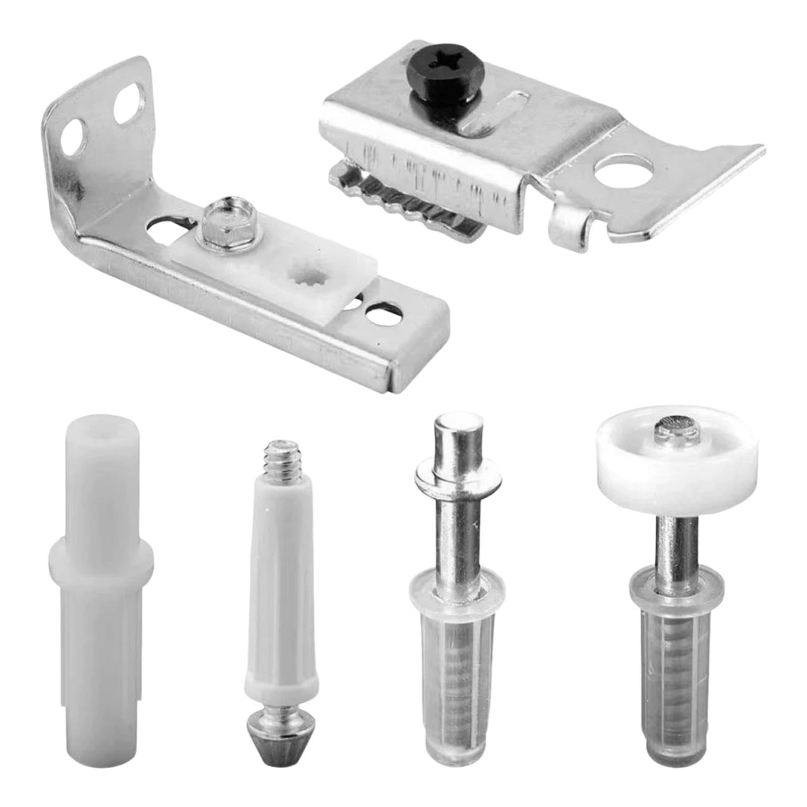 Bifold Door Hardware Repair Kit - 6 Pcs Replacement Parts with 3/8" Pivots, 7/8"-1" Guide Wheel & Mounting Brackets for Bifold Door Repair