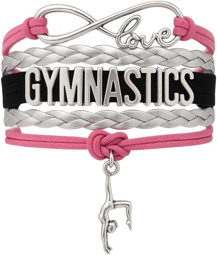 Infinity Collection Gymnastics Bracelets For Girls- Adjustable Charm Bracelet Gymnastic Charm. Gymnastics Bracelet Gifts for Gymnasts, Teams & Coaches.