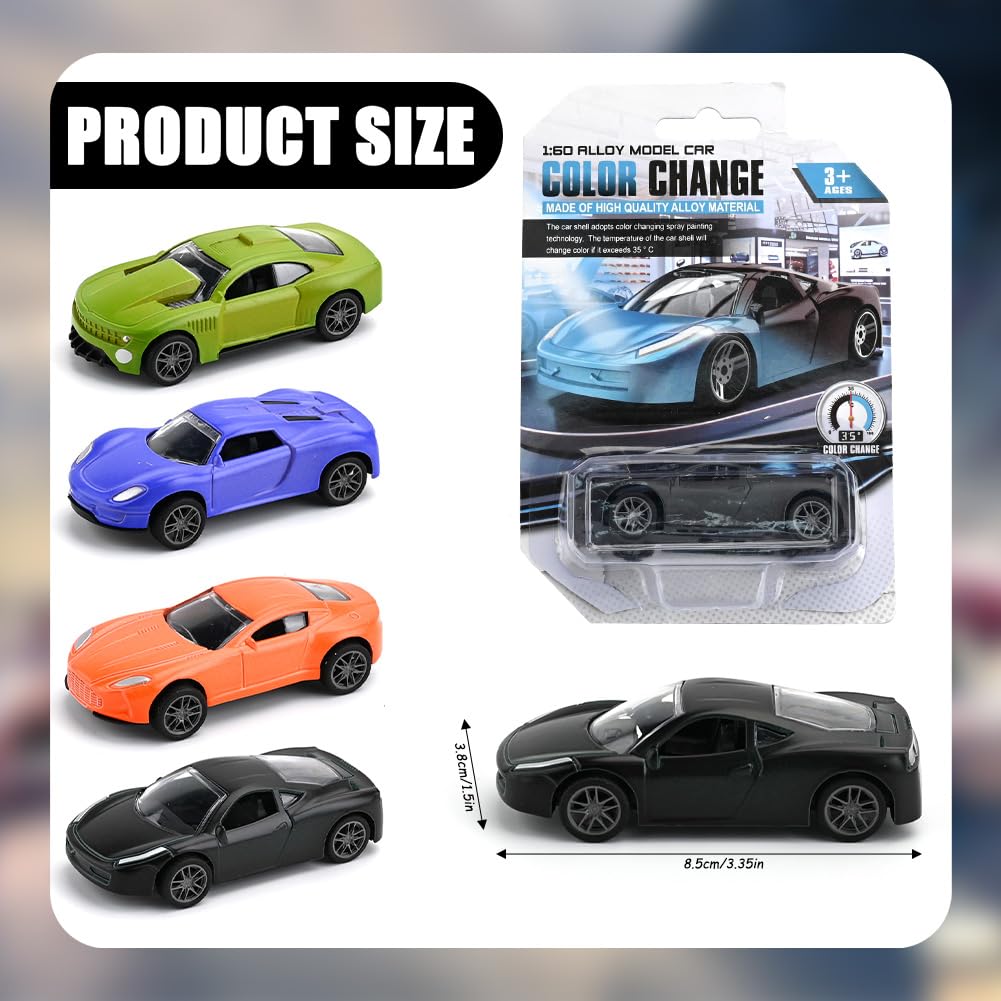 Mtbricey 4 PCS Colour Changing Cars Colour Shift Alloy Water-Activated Toy Cars for Bath & Playtime Mini Car Toys Racing Car Playset Vehicle Toys Gifts for 3 4 5 Year Old Boys - Image 3