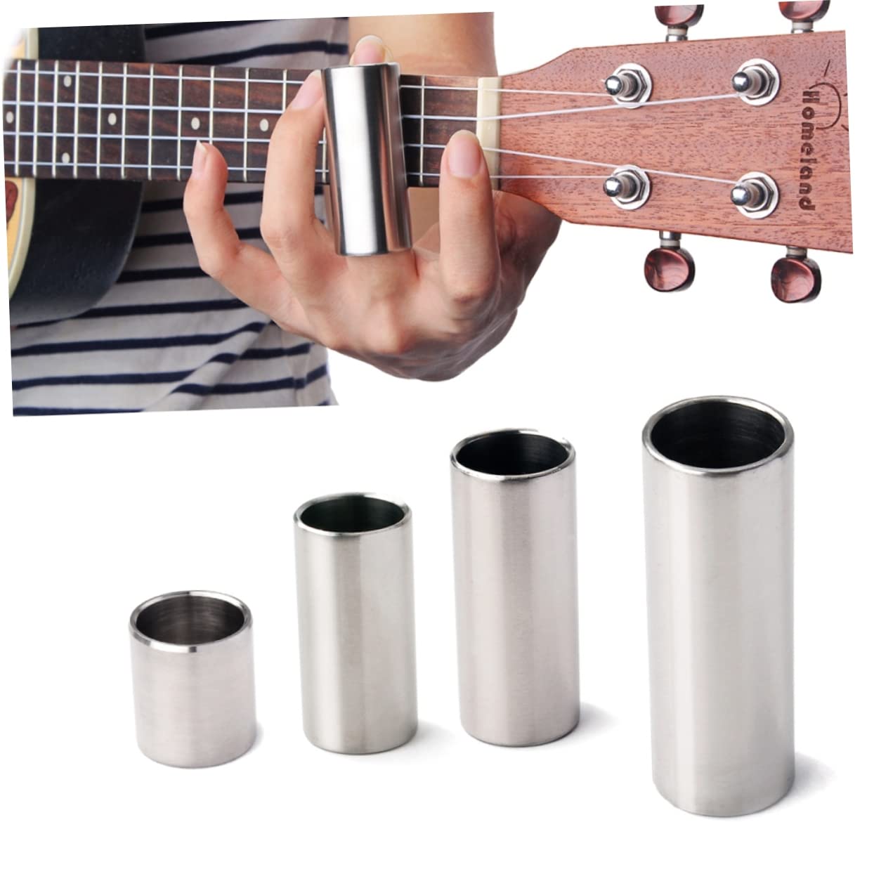 ifundom Chrome Sliding Rods 4pcs Set (2.8cm 5.1cm 6cm 7cm) Steel String Sliders for Enhanced Tone Comfort