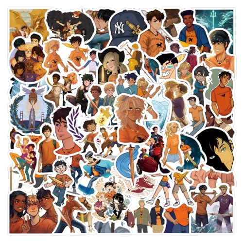 60PCS Percy Jackson Stickers Pack Cute Movie Sticker for Water Bottle Laptop Skateboard Journal, Waterproof Vinyl Cool Decals for Teens Adults Party Supplies