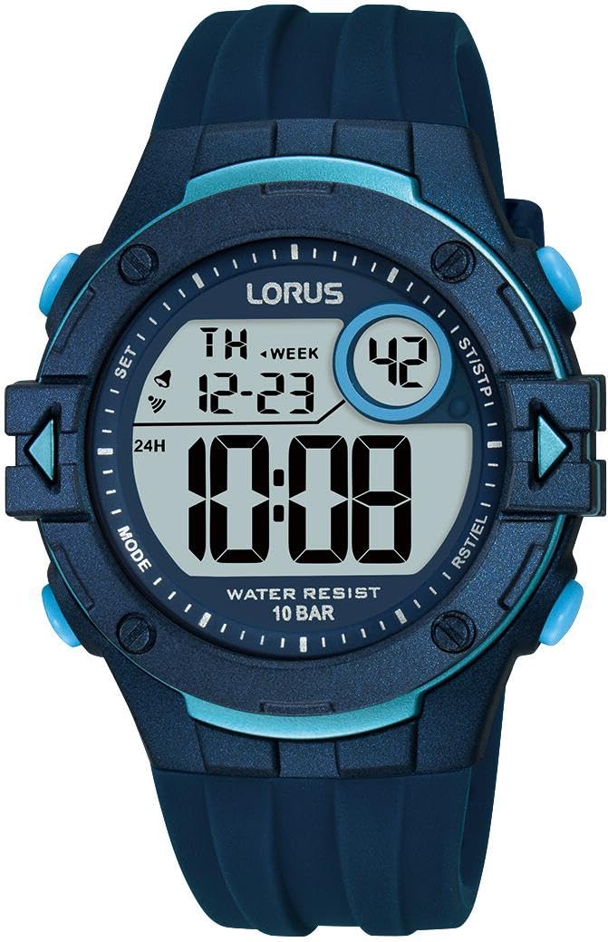 Lorus R2325PX9 Montre à Quartz numérique pour Homme avec Bracelet en Silicone, Bleu