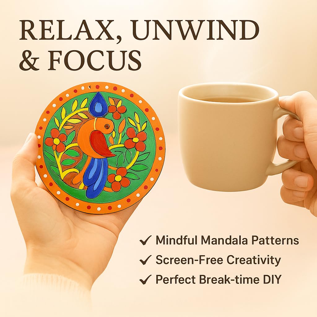 Tikkitots Mandala Painting Kit with Acrylic Colours | 4 Inch Pre Marked Canvas | DIY Art for Beginners Adults & Kids | Fun Easy & Relaxing Creative Craft Set | Gifting & Home Decor 1