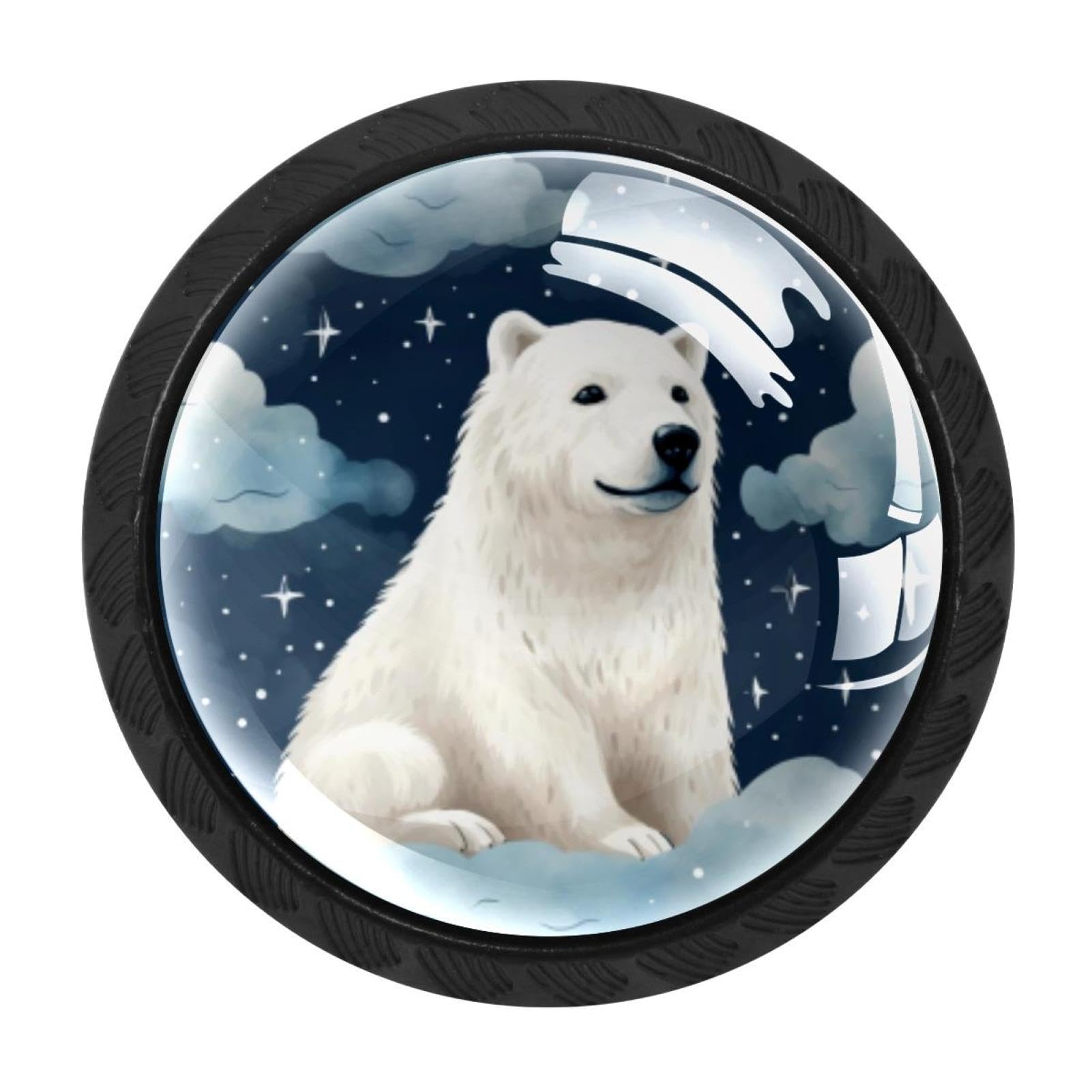 CHENZZZZ 4 Pack Black Starry Polar Bear Kitchen Handles, Cabinet Pulls Hardware for Cupboard Drawer Knobs Dresser Pulls