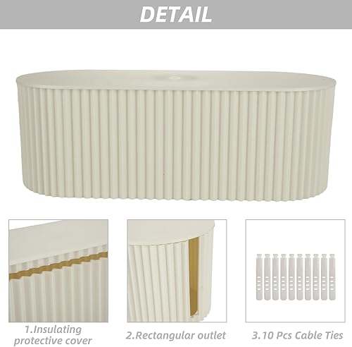 Miniatura 3 de 1 caja grande de organización de cables, caja organizadora de cables blanca con 10 bridas de gel de sílice, caja oculta de cables para organizar,